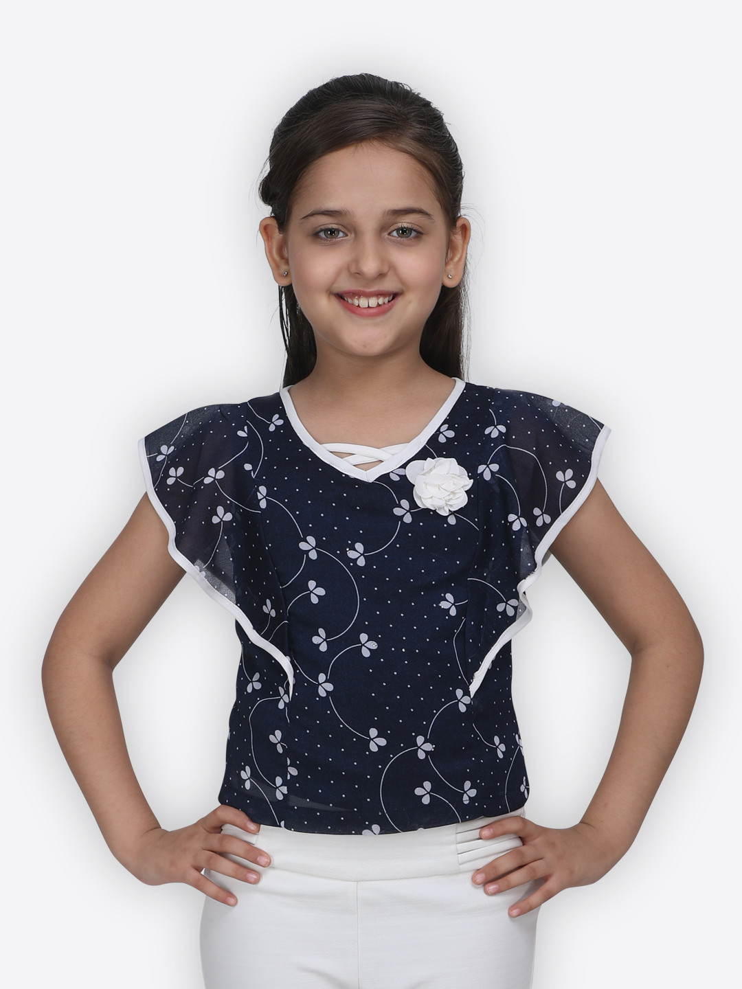 Buy CUTECUMBER Girls Navy Blue & White Printed Top Tops for Girls 10511800 Myntra