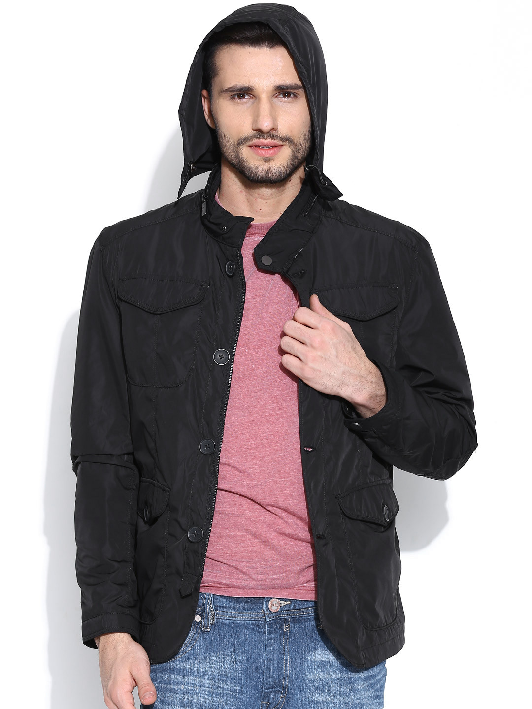 Buy Blackberrys Black Hooded Jacket Jackets for Men 1051327 Myntra