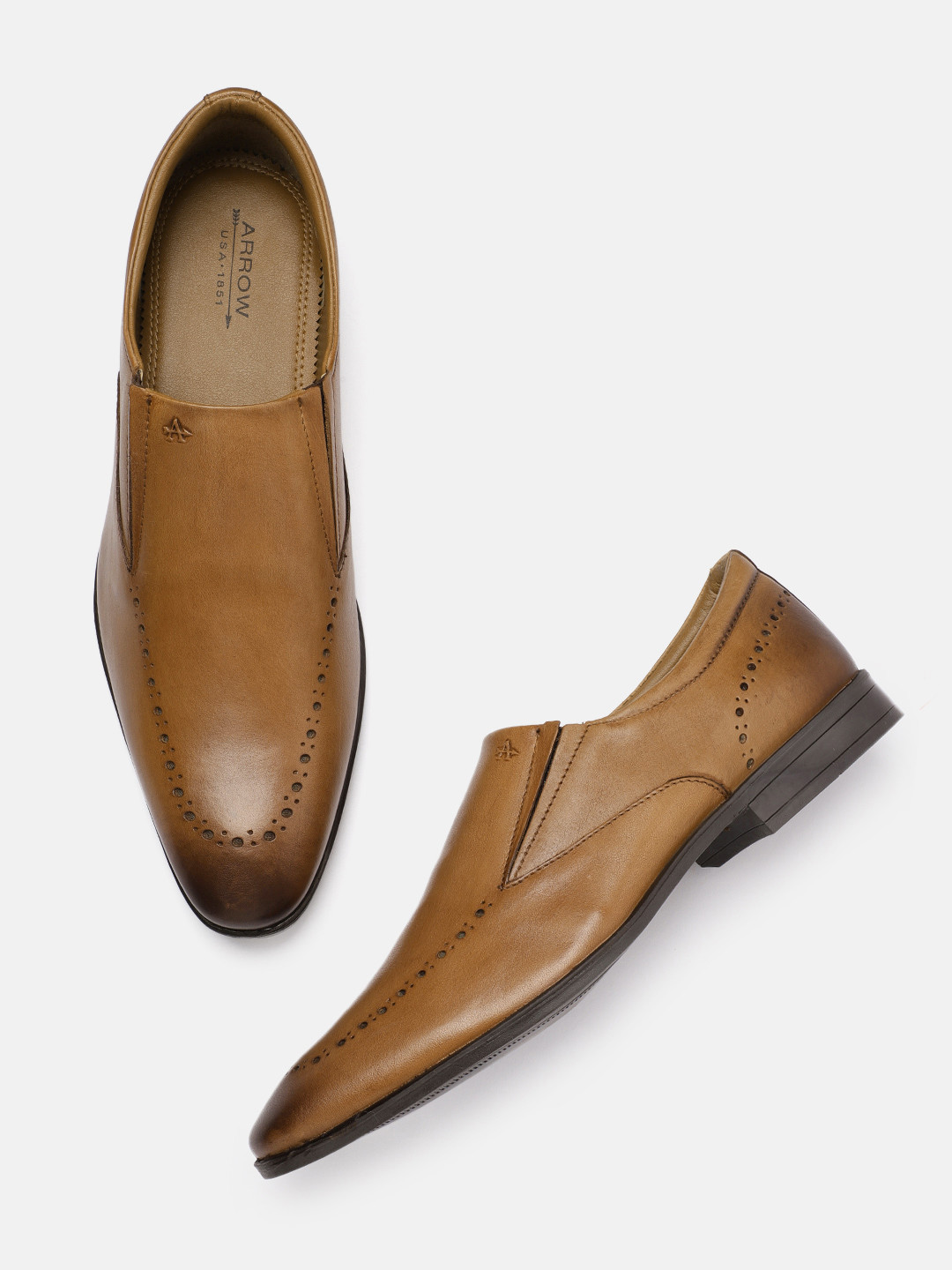 Buy Arrow Men Tan Brown Leather Formal Slip Ons Formal Shoes for Men