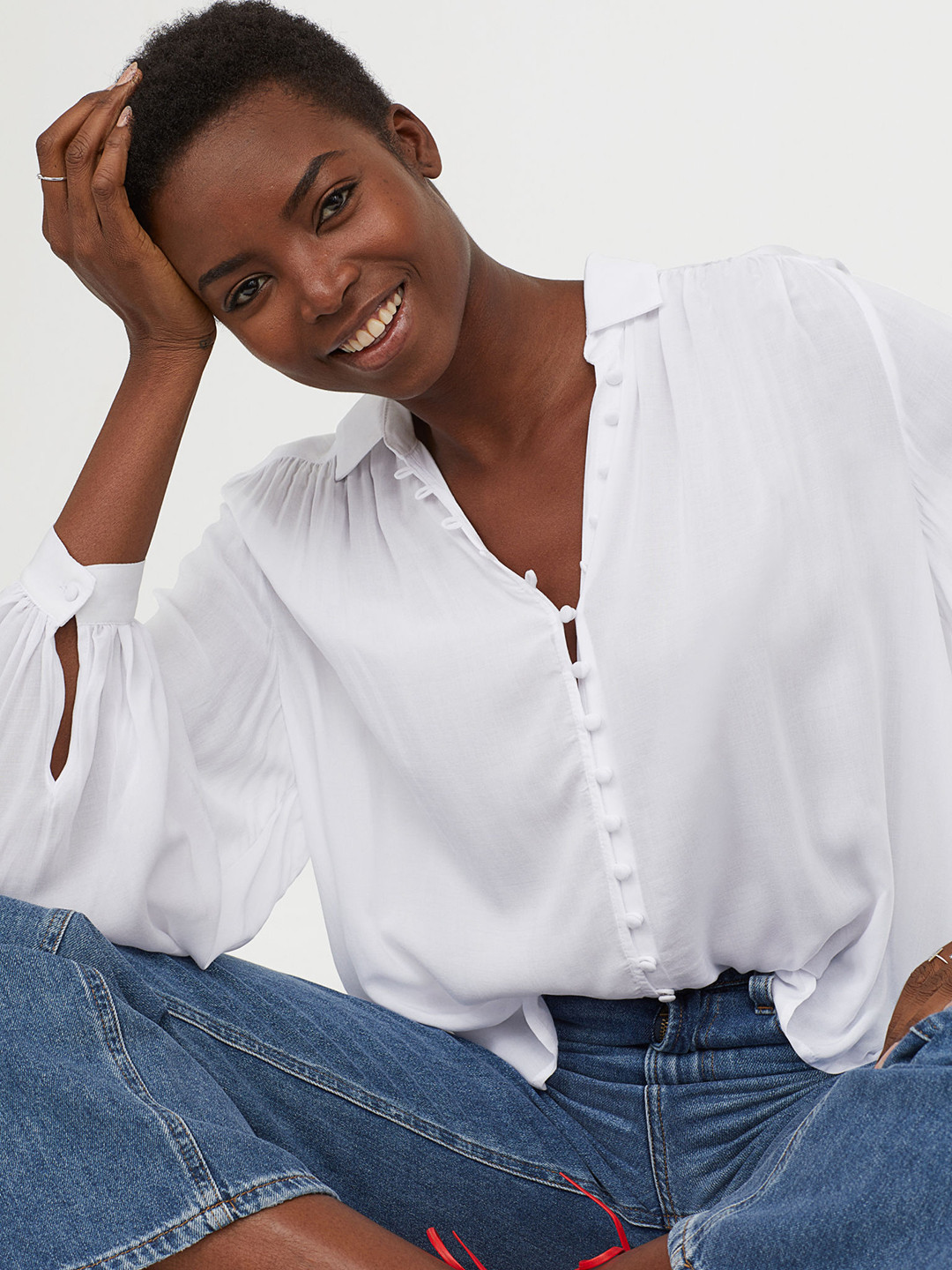 Buy H&M Women White Blouse With Buttons Tops for Women 10519014 Myntra