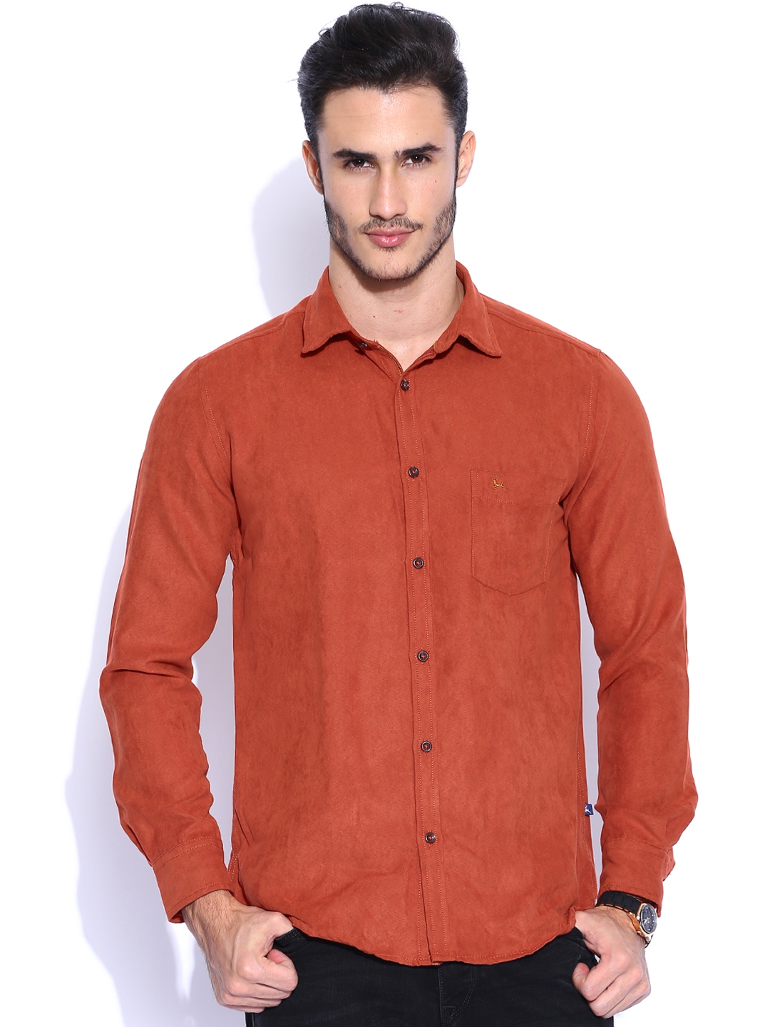 Buy Parx Rust Orange Slim Casual Shirt - Shirts for Men 1052343 | Myntra