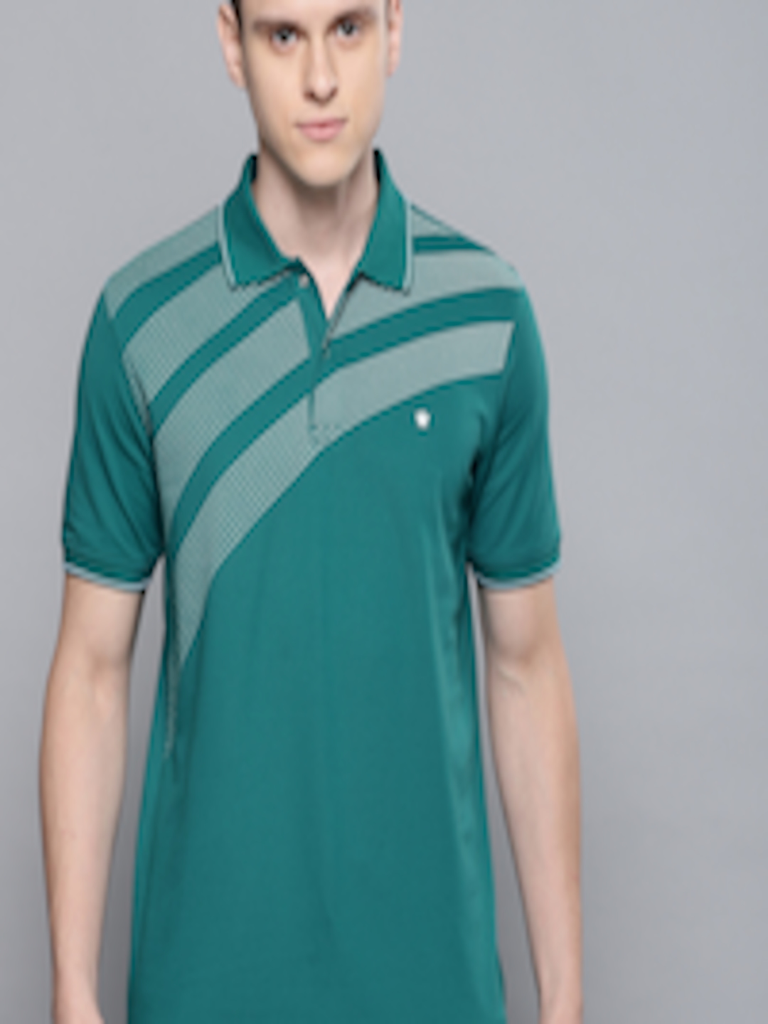 Buy Louis Philippe Men Green Striped Polo Collar T Shirt - Tshirts for Men 10524812 | Myntra