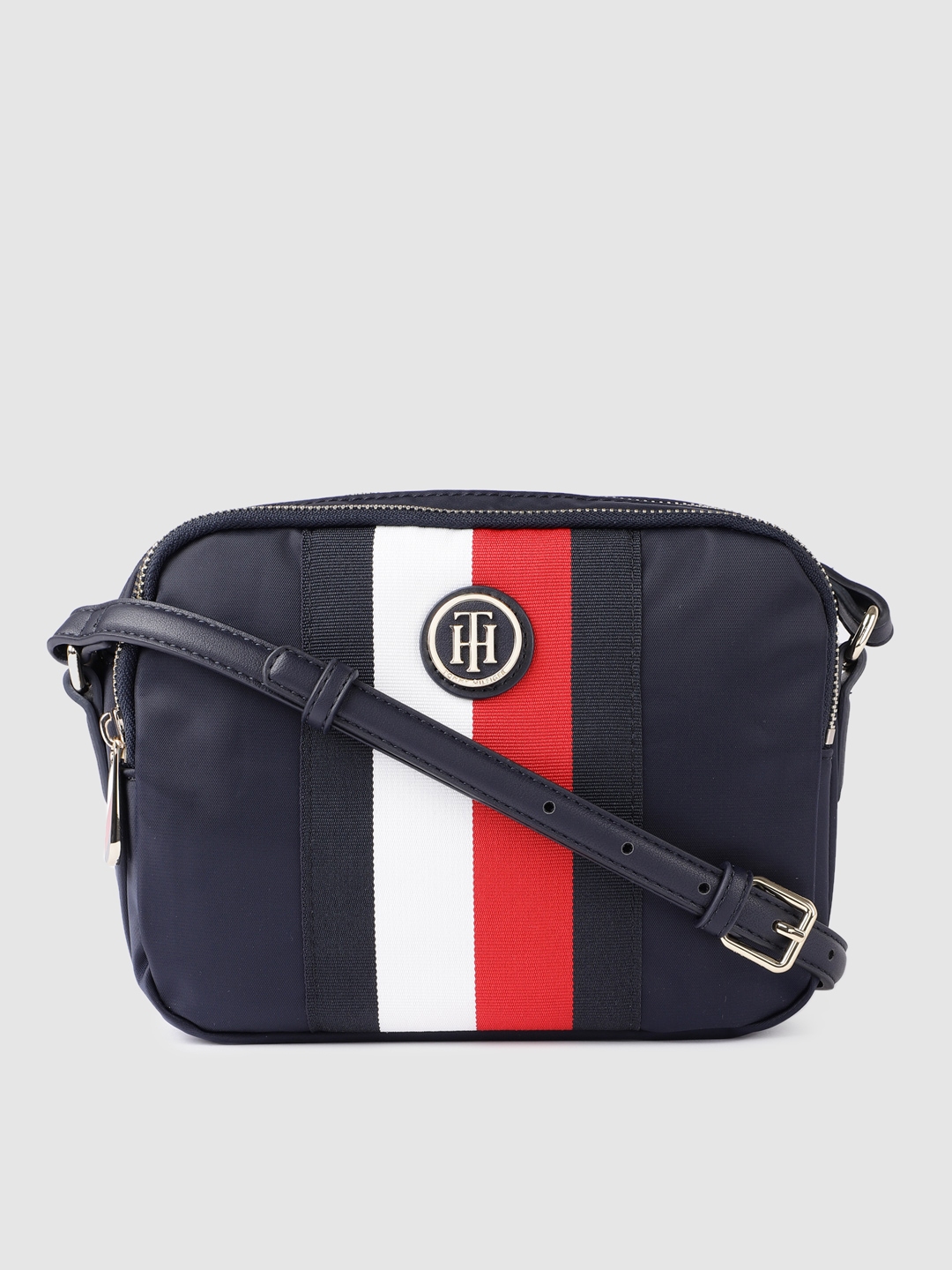 Buy Tommy Hilfiger Navy Blue Solid Sling Bag - Handbags for Women ...