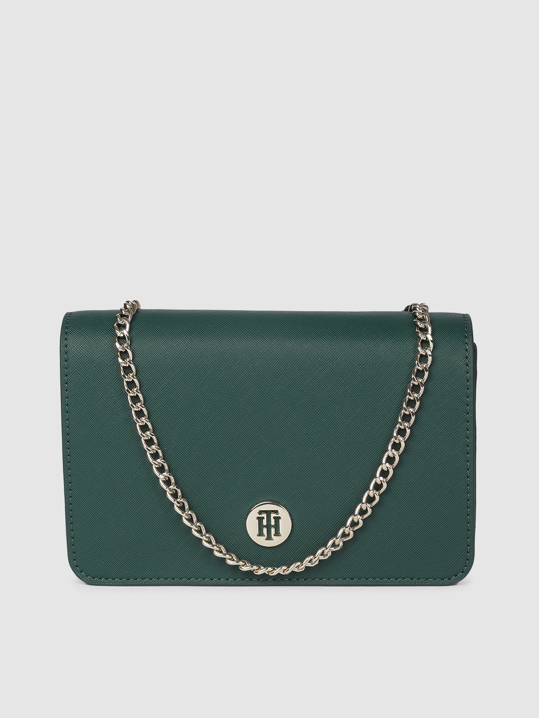 Buy Tommy Hilfiger Green Solid Sling Bag Handbags for Women 10525074