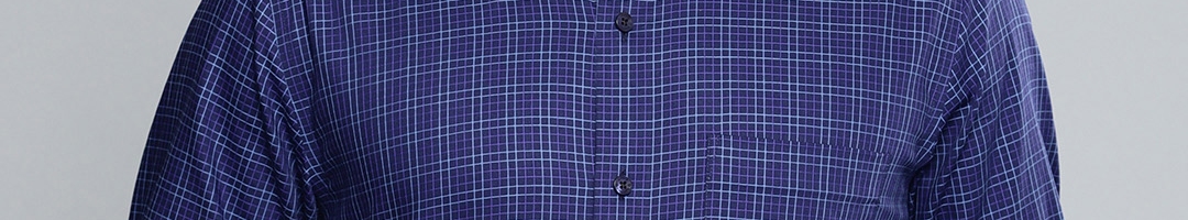 Buy Louis Philippe Men Navy Blue & Purple Slim Fit Self Checked Formal Shirt - Shirts for Men ...