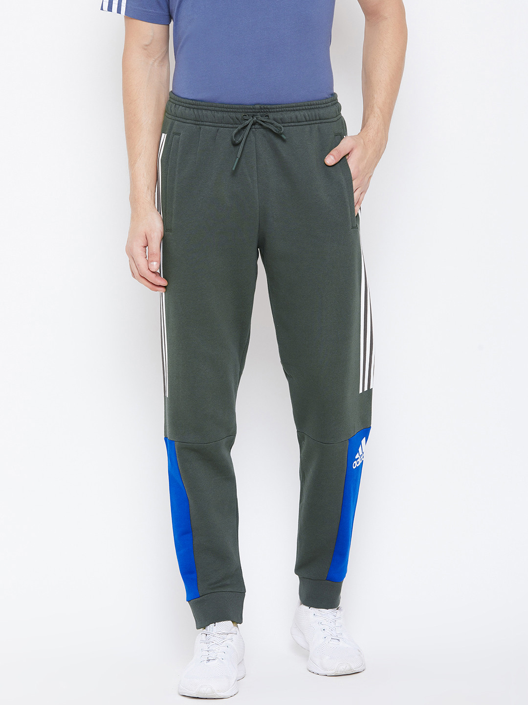 Buy ADIDAS Men Charcoal Grey SID Brnd Colourblocked Track Pants Track