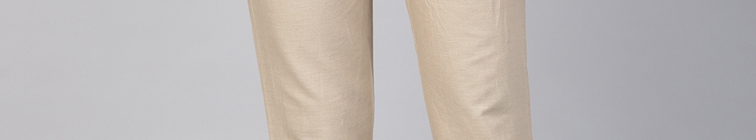 Buy Juniper Women Beige Smart Slim Fit Solid Cropped Cigarette Trousers ...