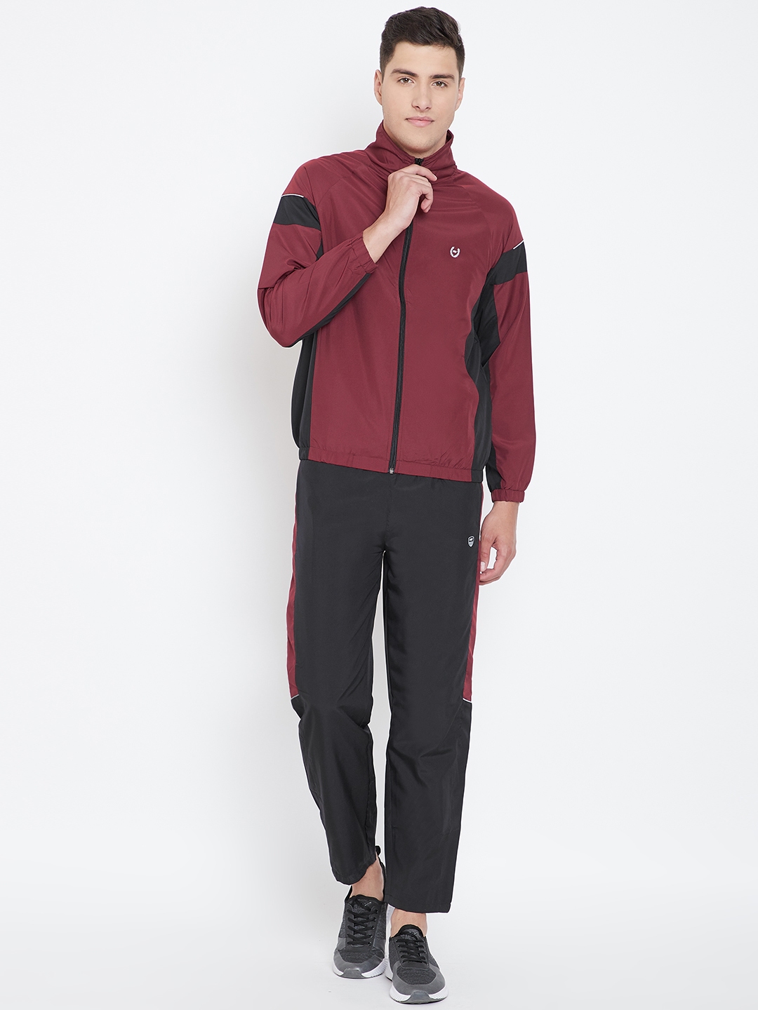 Buy Monte Carlo Men Maroon & Black Solid Tracksuit - Tracksuits for Men ...