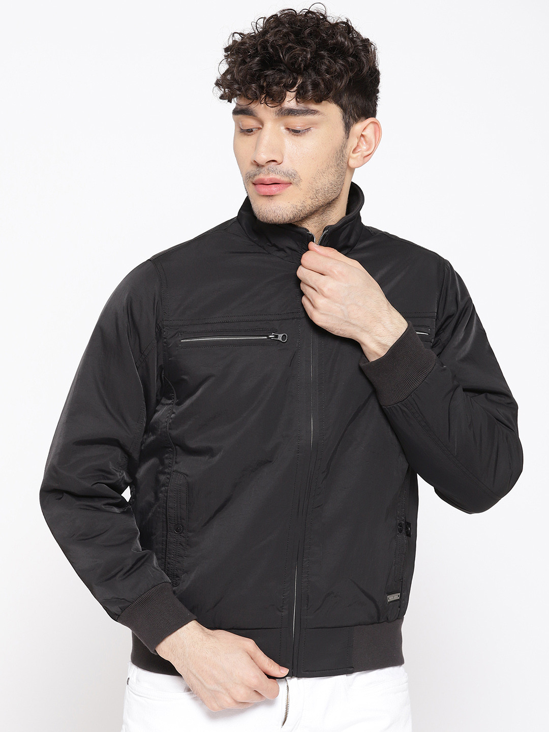 Buy Monte Carlo Men Black Solid Bomber Jacket Jackets for Men