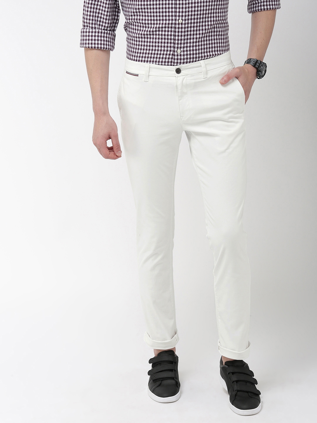 Buy Tommy Hilfiger Men White Slim Fit Solid Chinos - Trousers for Men ...