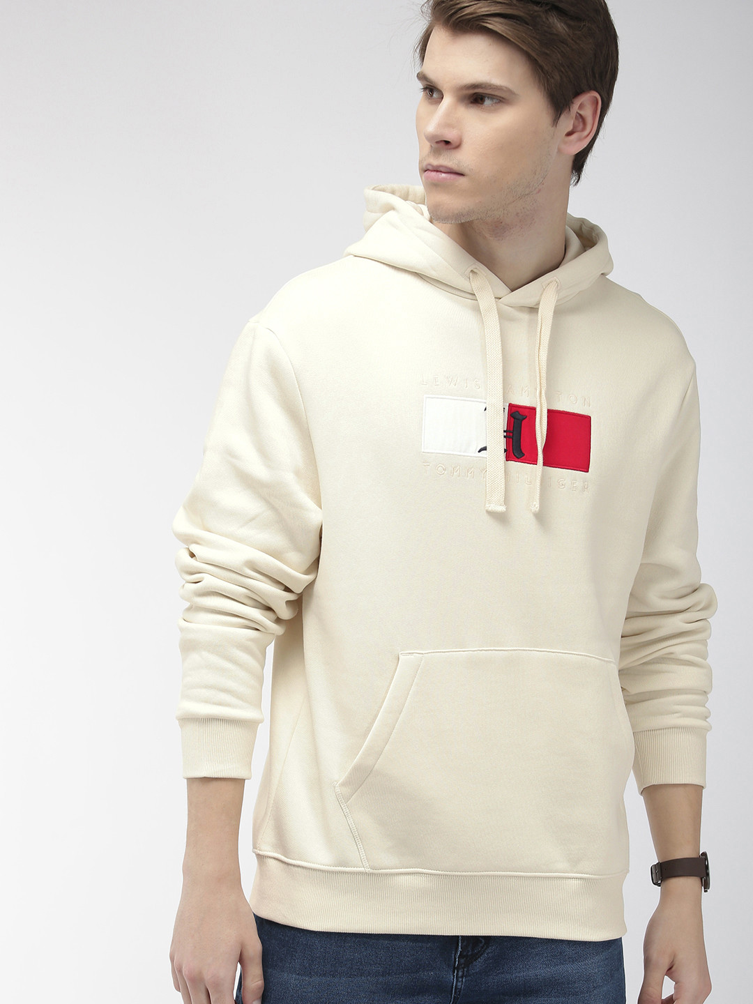 Buy Tommy Hilfiger X Lewis Hamilton Men Off White Solid Hooded Sweatshirt - Sweatshirts for Men 