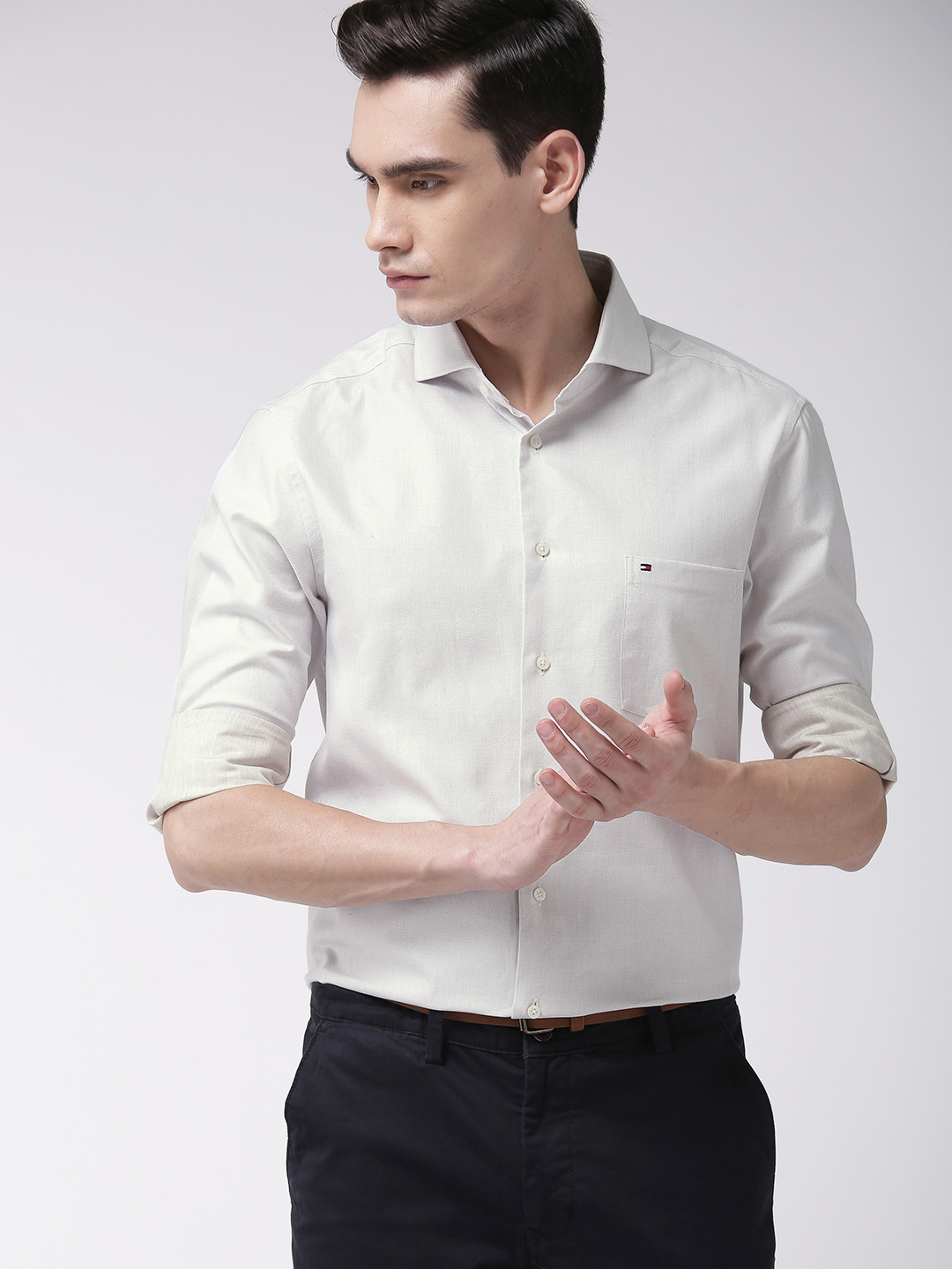 tommy hilfiger white formal shirt