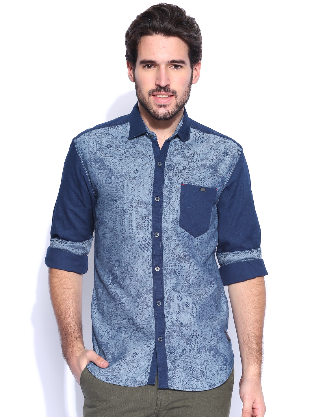 Buy Locomotive Blue Printed Shirt - Shirts for Men 1054722 | Myntra