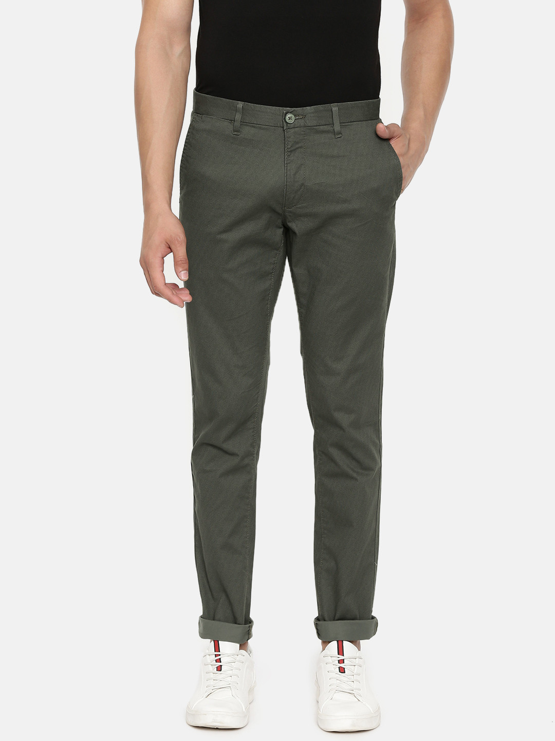 Buy U.S. Polo Assn. Men Olive Green AUSTIN Trim Fit Solid Regular