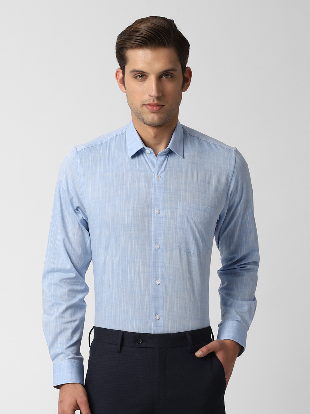 Buy Peter England Men Blue Slim Fit Solid Formal Shirt Shirts for Men