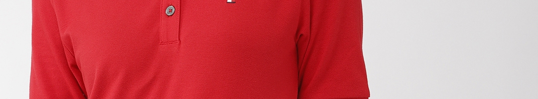 Buy Tommy Hilfiger Women Red Solid Polo Collar T Shirt - Tshirts for ...