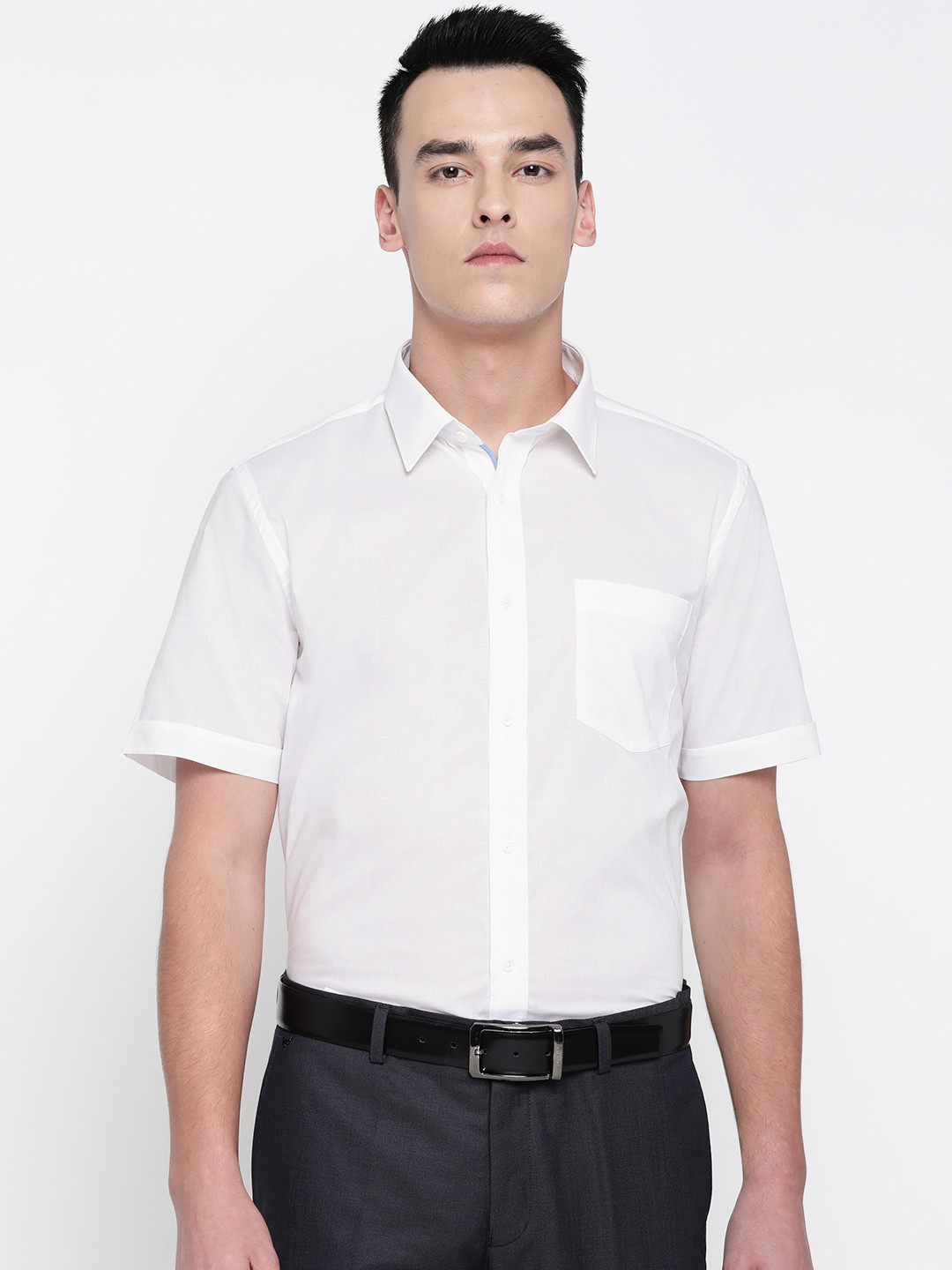 Buy GE SHIRTS Men White Slim Fit Giza Cotton Solid Formal Shirt