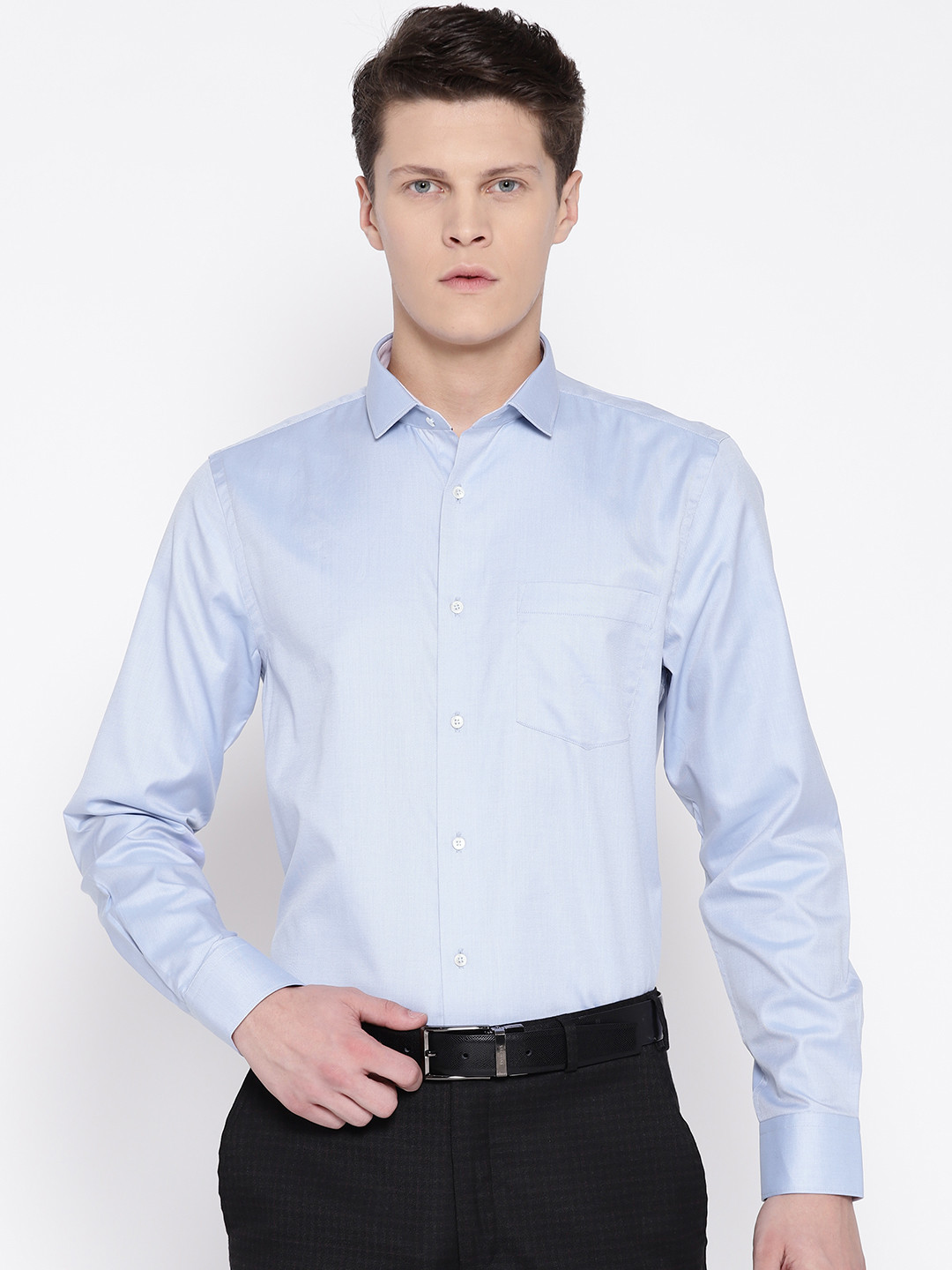 Buy GE SHIRTS Men Blue Slim Fit Solid Giza Cotton Formal Shirt Shirts
