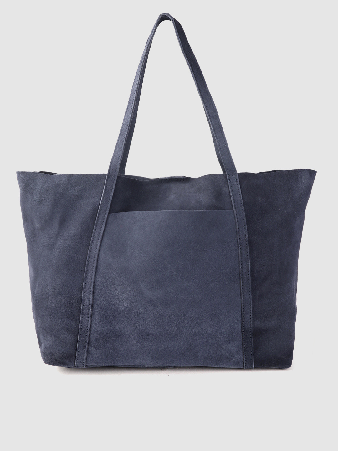 Buy MANGO Navy Blue Solid Suede Tote Bag Handbags for Women 10551364