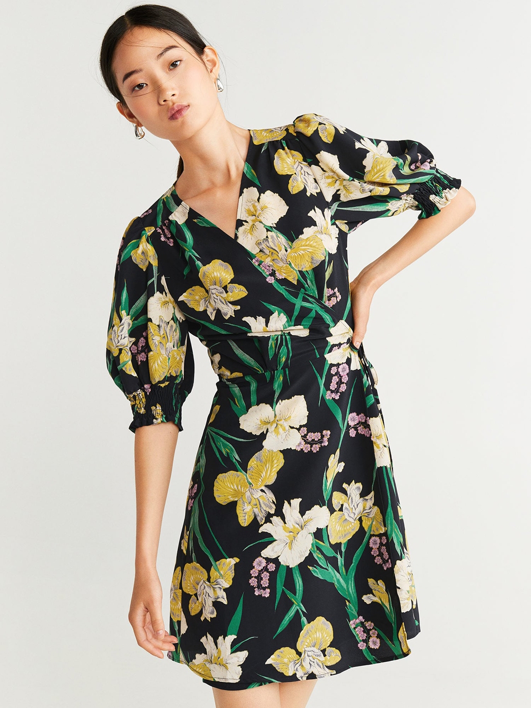 mango black wrap dress