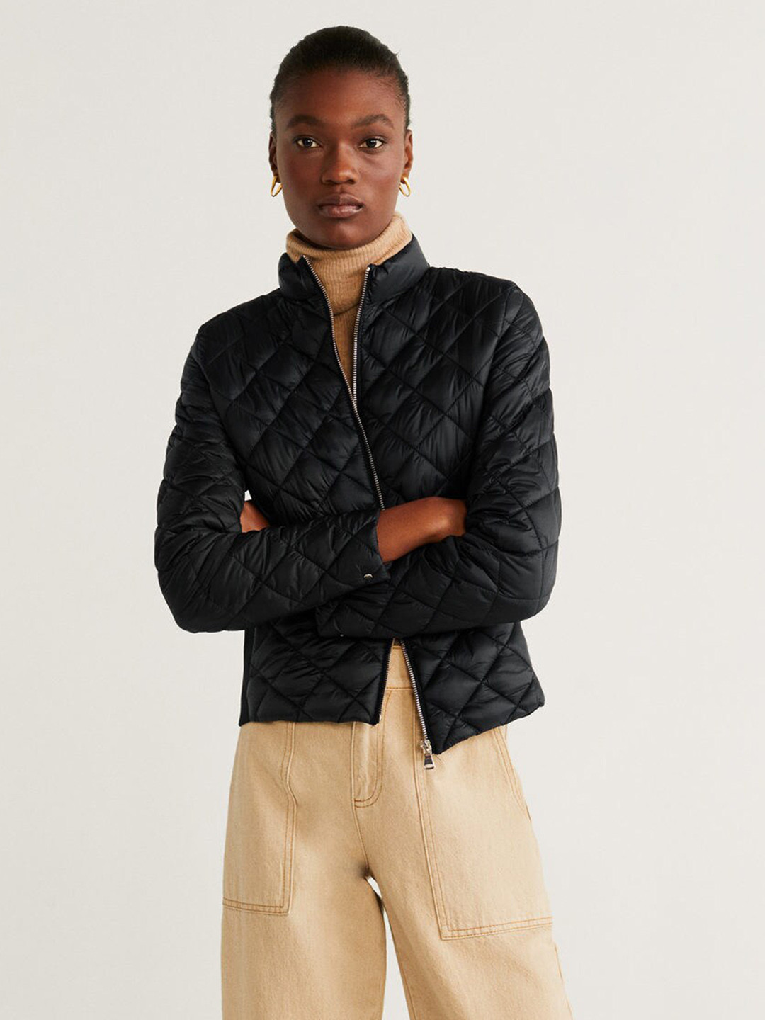 Buy MANGO Women Black Solid Quilted Jacket Jackets for Women 10552924