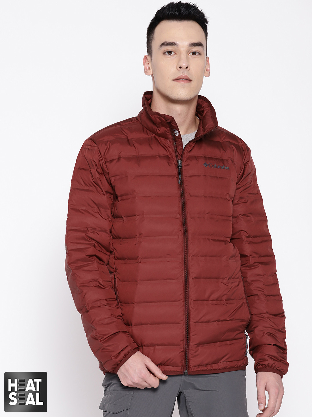 Buy Columbia Men Maroon Solid Lake 22 Down Hooded Hiking Puffer Jacket