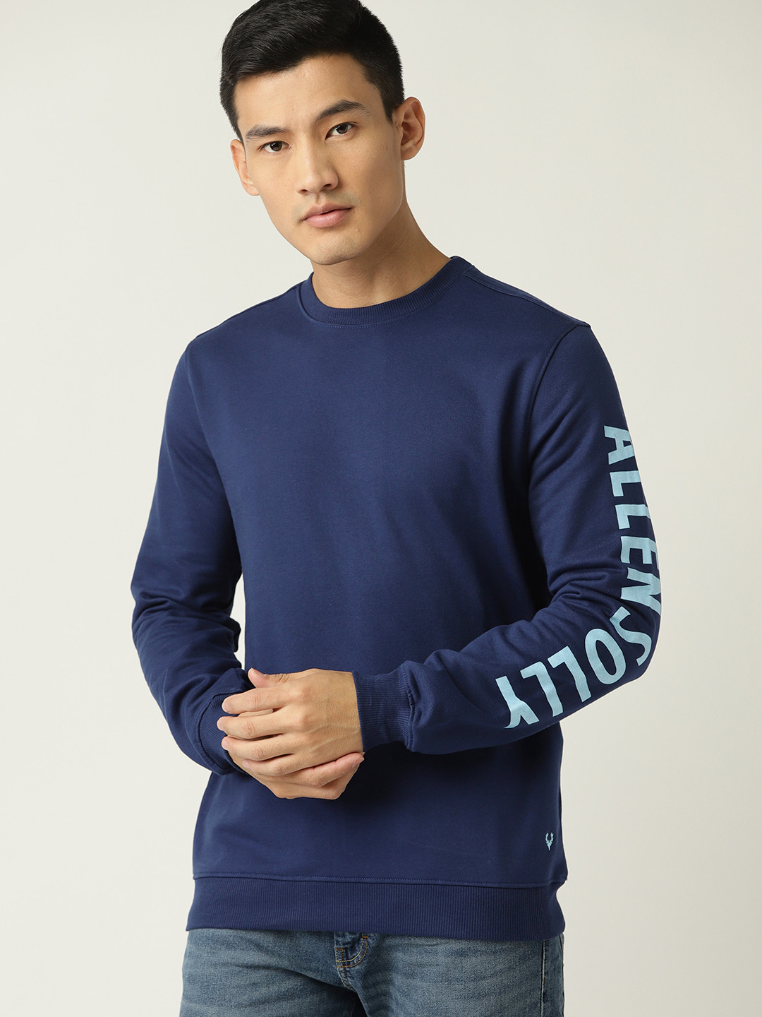Buy Allen Solly Sport Men Navy Blue Solid Sweatshirt - Sweatshirts for Men 10556372 | Myntra