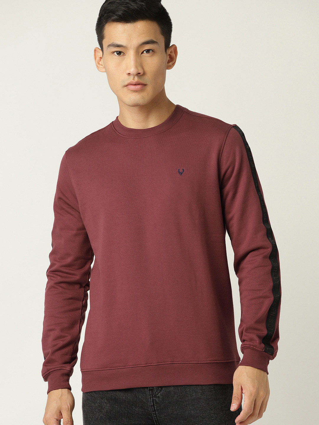Buy Allen Solly Sport Men Burgundy Solid Sweatshirt - Sweatshirts for Men 10556526 | Myntra