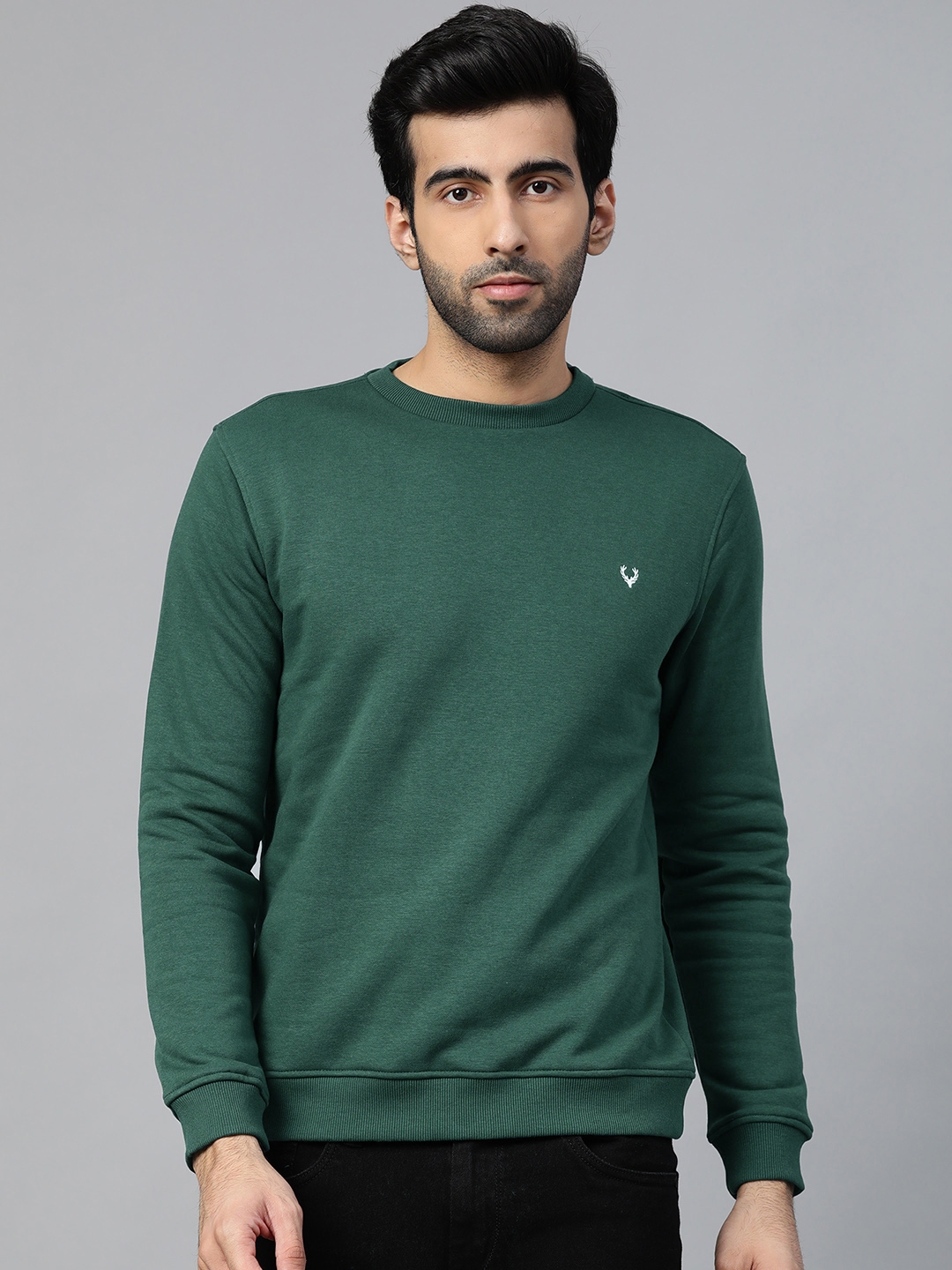 Buy Allen Solly Men Green Solid Sweatshirt - Sweatshirts for Men 10556596 | Myntra