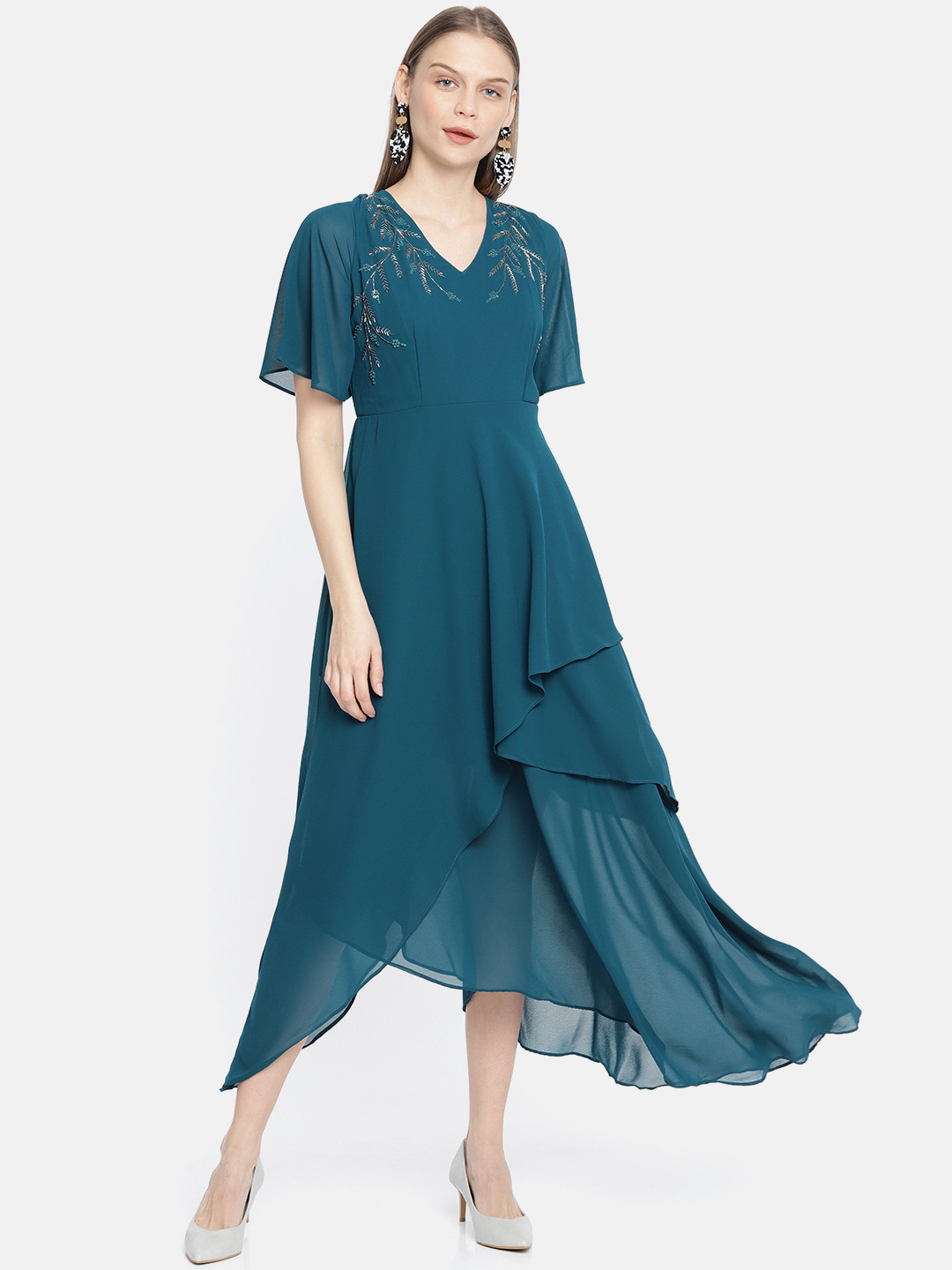 Buy AND Women Solid Teal Blue Maxi Dress Dresses for Women 10557704
