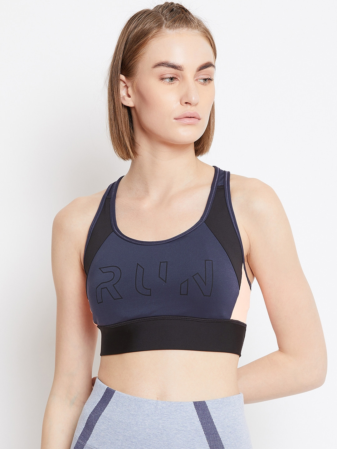 Buy Reebok Women Navy & Black One Series High Impact Running Bra DY8278