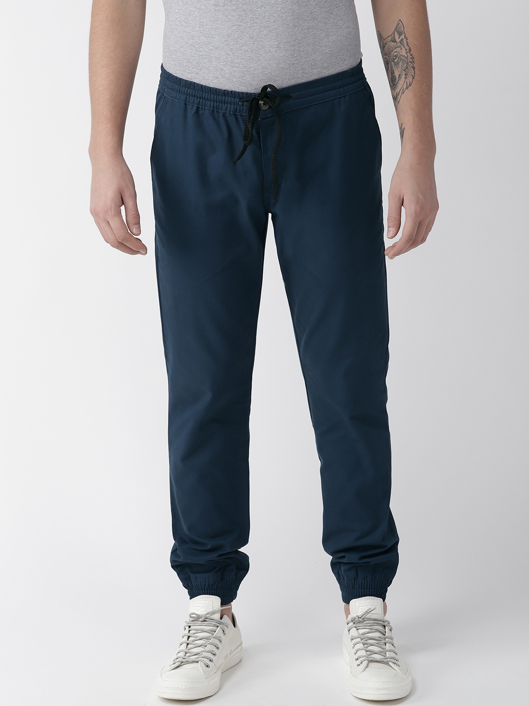 plain navy blue joggers