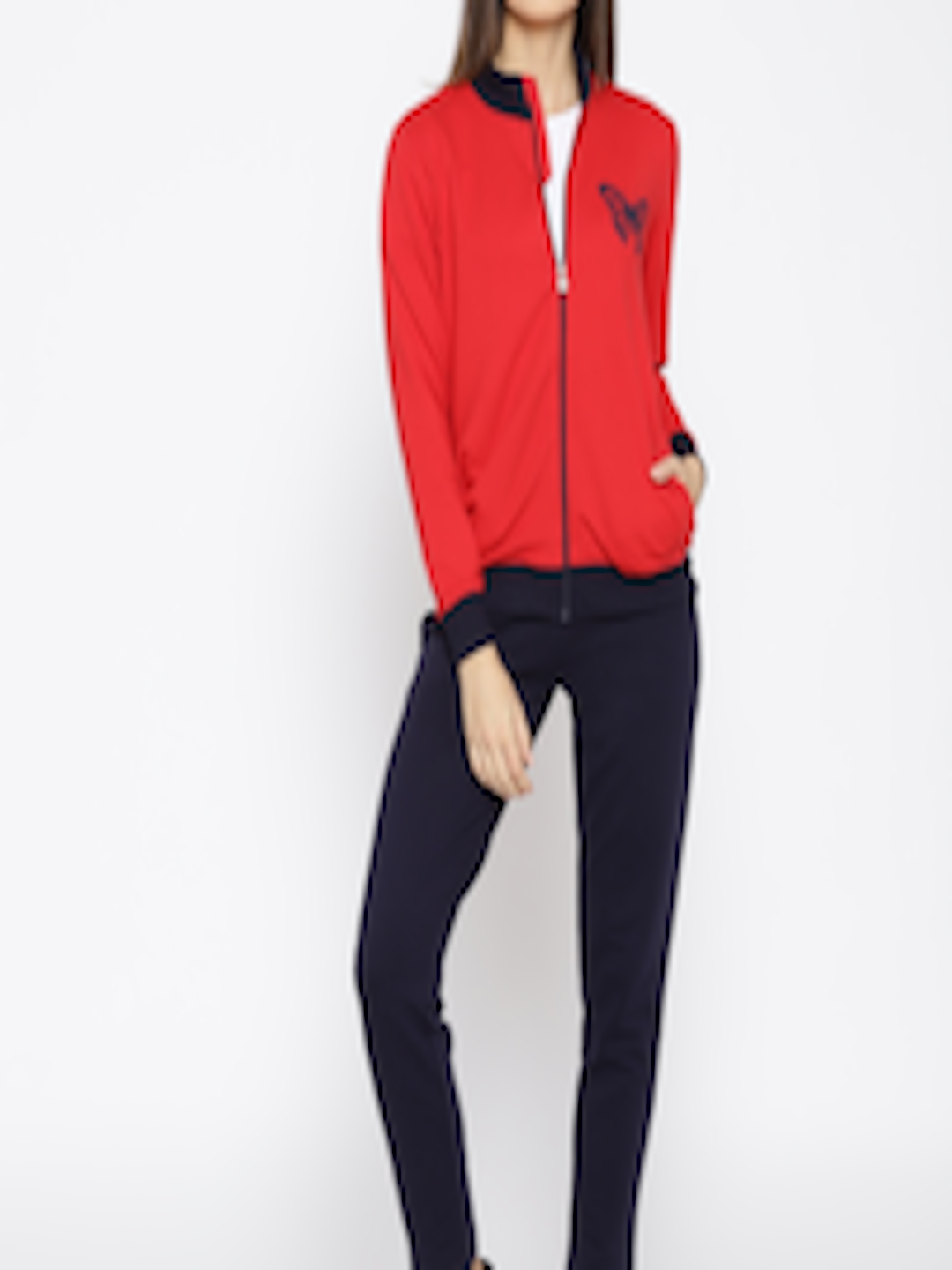 Buy Sweet Dreams Women Red & Navy Solid Tracksuit - Tracksuits for ...