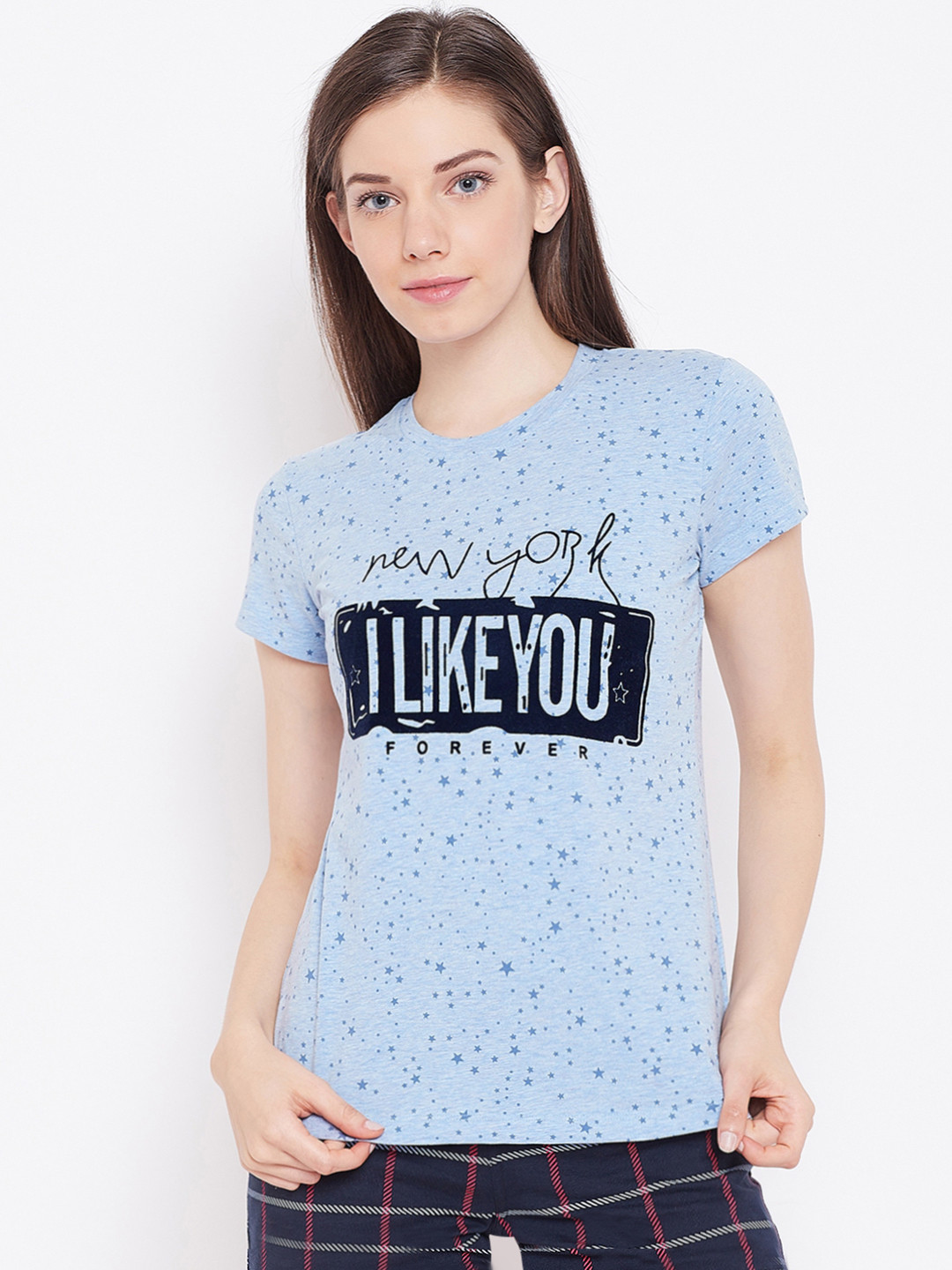 Buy Sweet Dreams Women Blue Printed Lounge T Shirt - Lounge Tshirts for Women 10568336 | Myntra