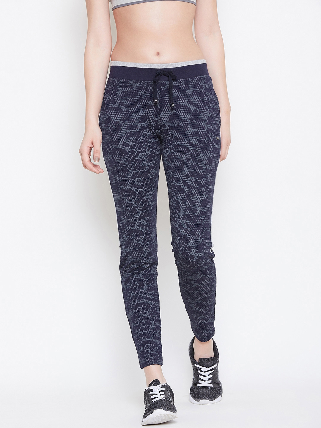Buy Sweet Dreams Women Navy Blue & Grey Printed Track Pants Track Pants for Women 10568360