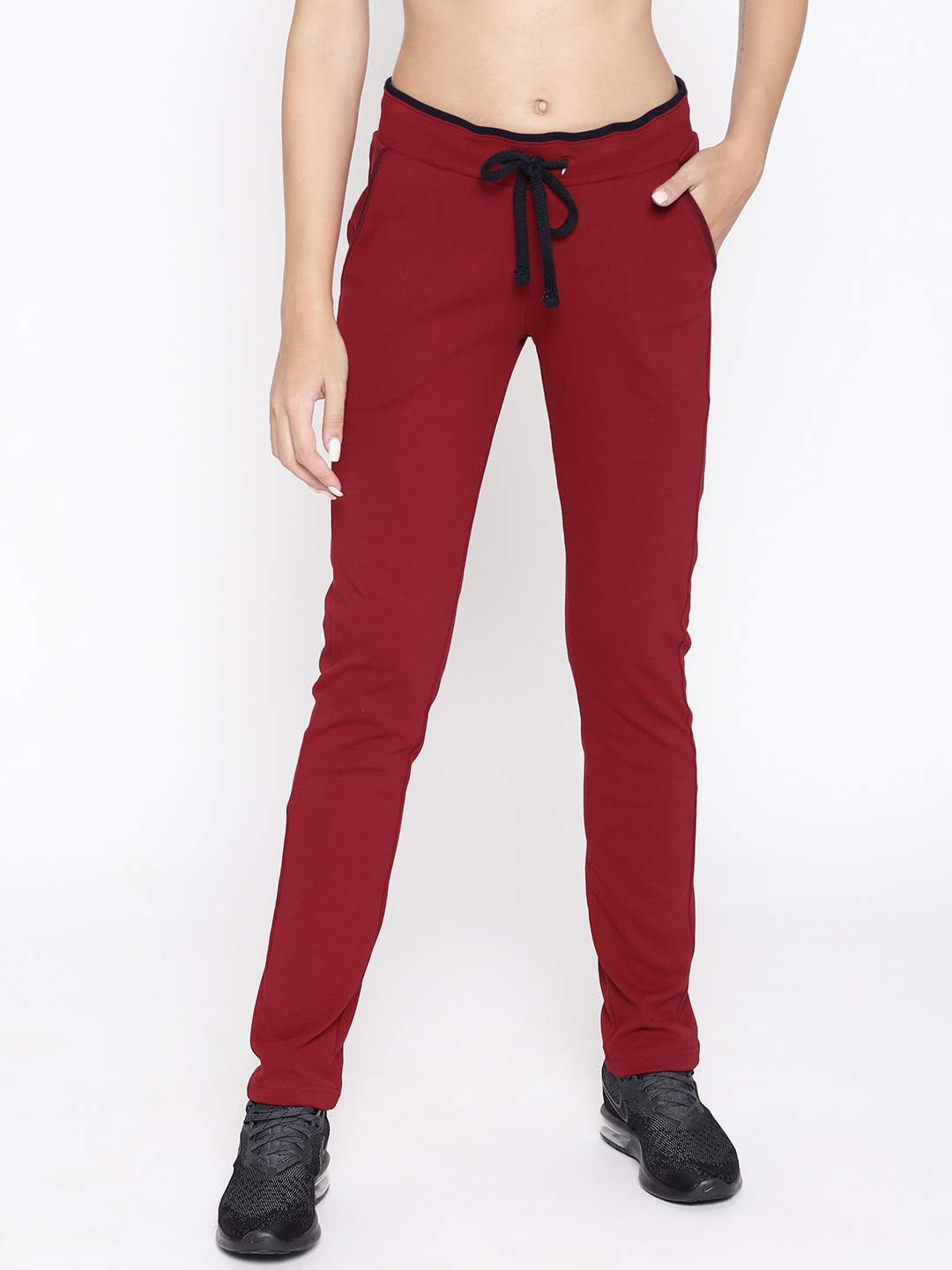 maroon track pants