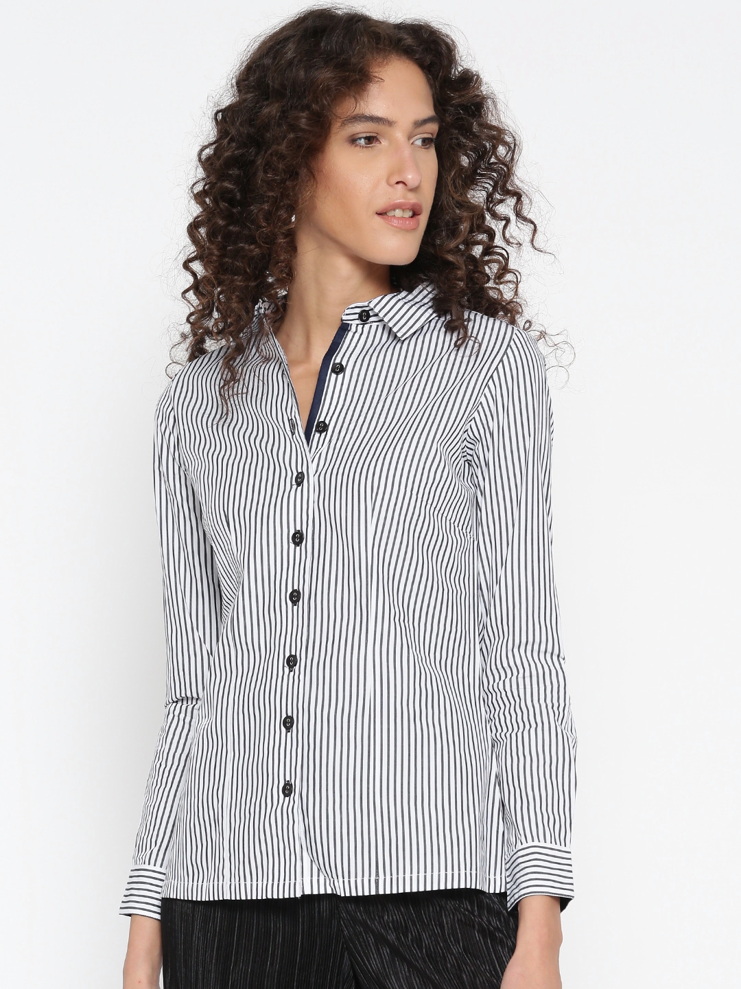 Buy AND Black & White Striped Shirt - Shirts for Women 1057387 | Myntra