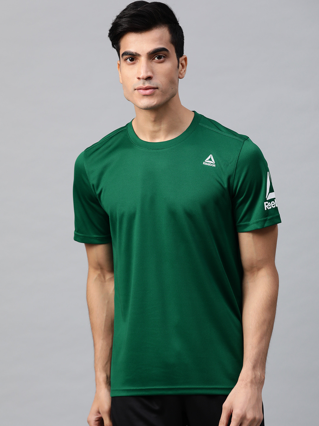Buy Reebok Men Green Foundation Mesh Solid Training T Shirt Tshirts
