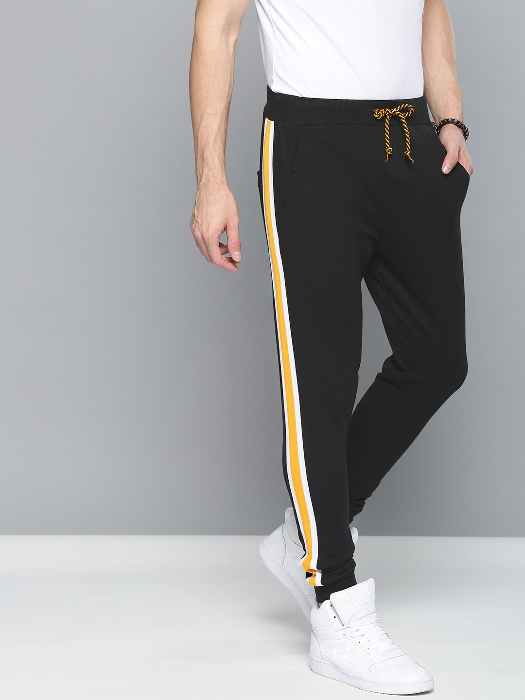 Buy Difference Of Opinion Men Black Solid Straight Fit Joggers Track