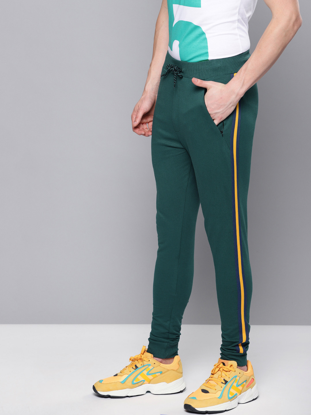 Buy Difference Of Opinion Men Green Solid Straight Fit Joggers Track