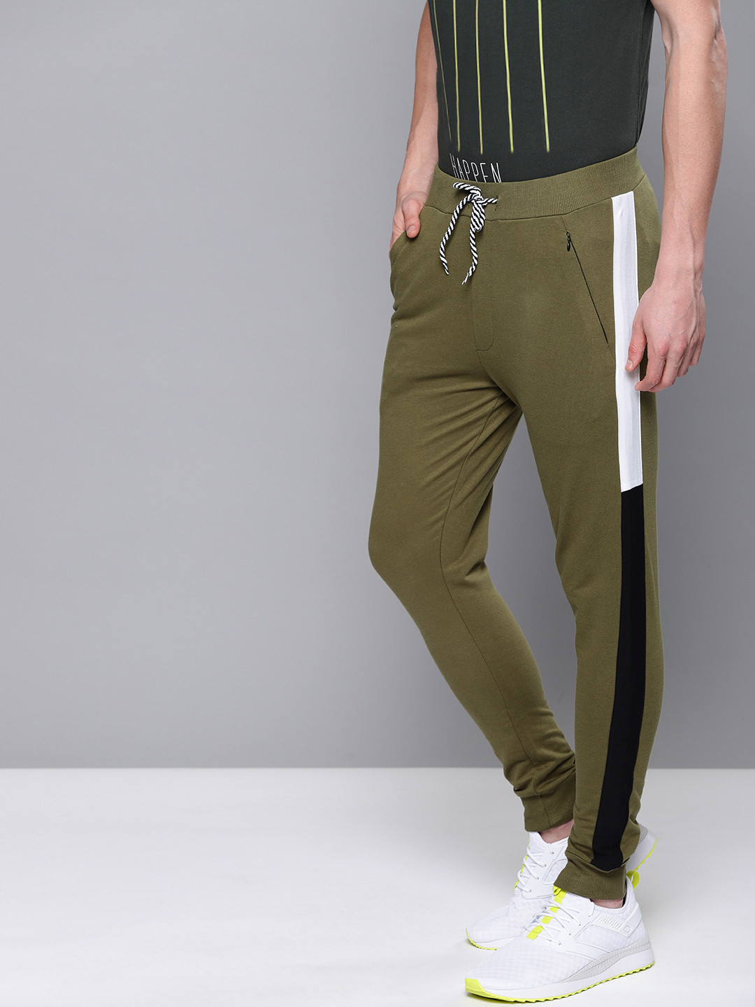 Buy Difference Of Opinion Men Olive Green Solid Regular Fit Joggers