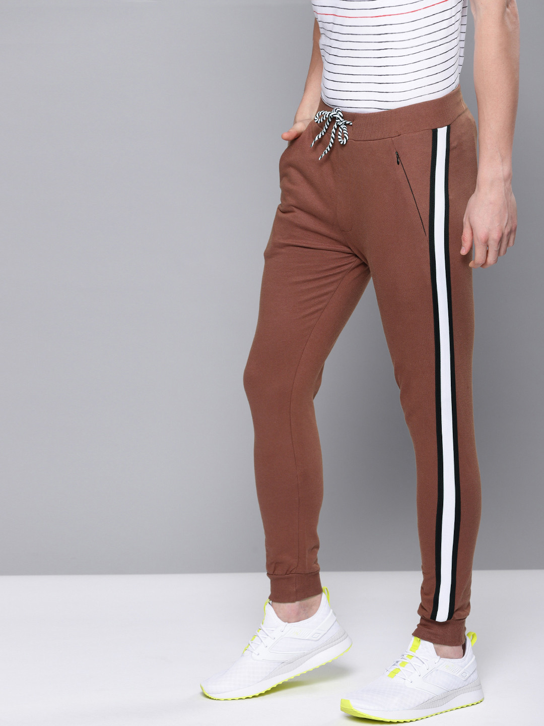 Buy Difference Of Opinion Men Brown Solid Regular Fit Joggers Track