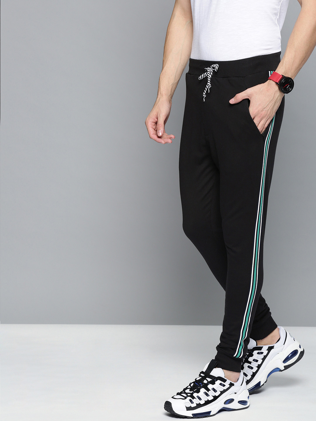 Buy Difference Of Opinion Men Black Solid Straight Fit Joggers Track