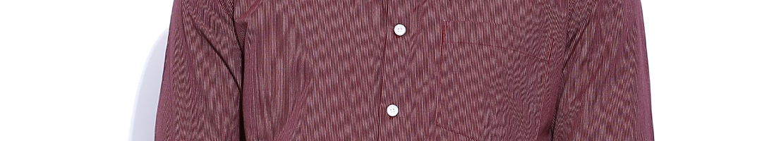 Buy Four One Oh Brown & White Striped Slim Smart Casual Shirt - Shirts ...