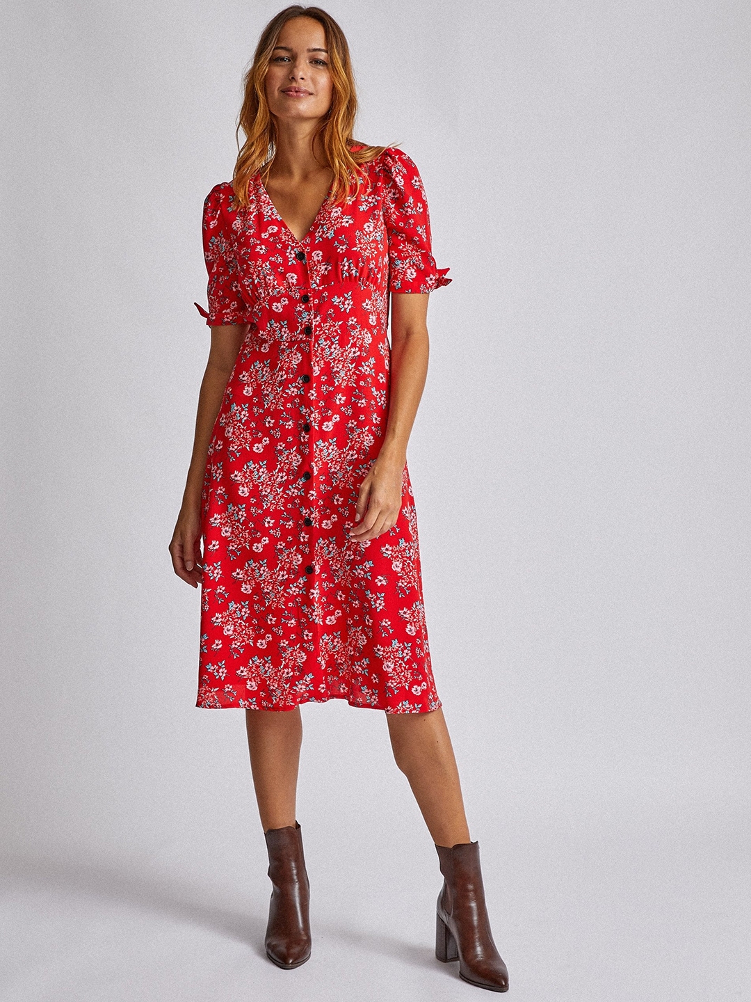 Buy DOROTHY PERKINS Women Red Floral Print A Line Dress - Dresses for ...