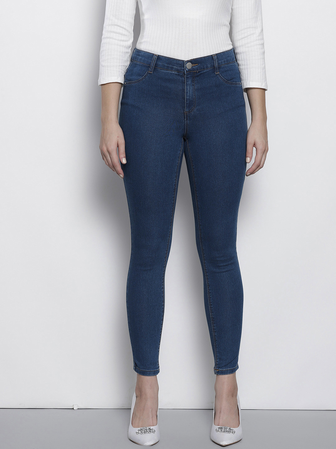 Buy DOROTHY PERKINS Women Navy Blue Super Skinny Fit Clean Look Cropped