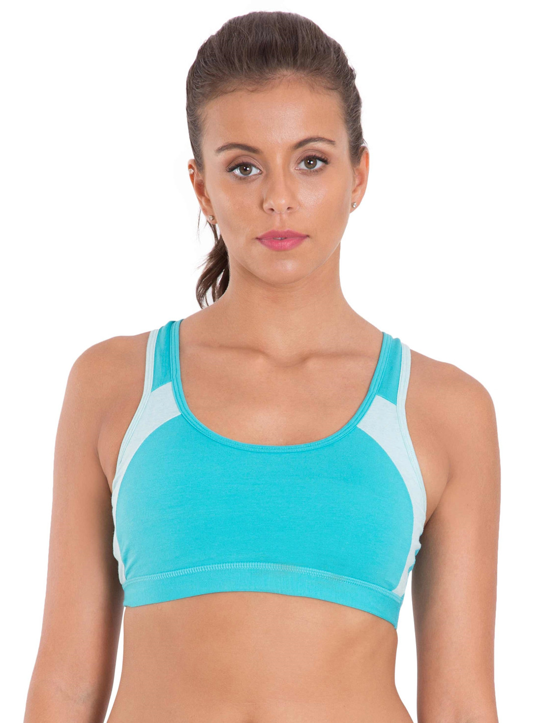 Buy Jockey Blue Solid Non Wired Lightly Padded Sports Bra ...