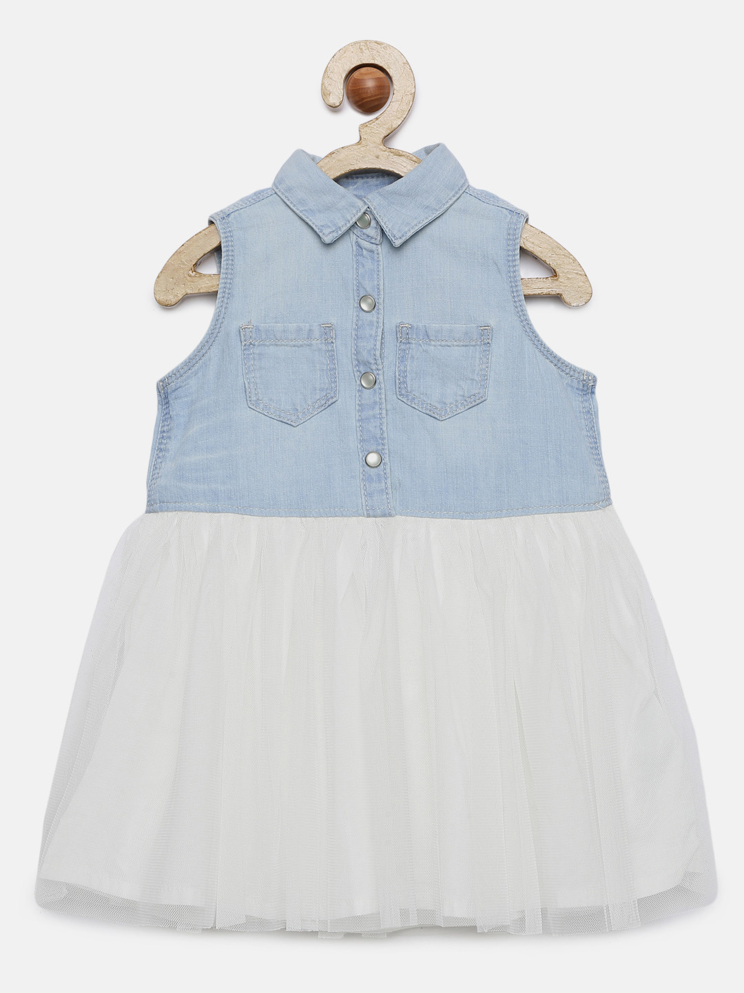 Buy OSHKOSH Bgosh Girls Blue & Off White Colourblocked Shirt Dress