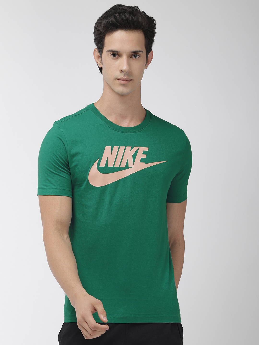 Buy Nike Men Green Printed Standard Fit NSW ICON FUTURA Round Neck Pure ...
