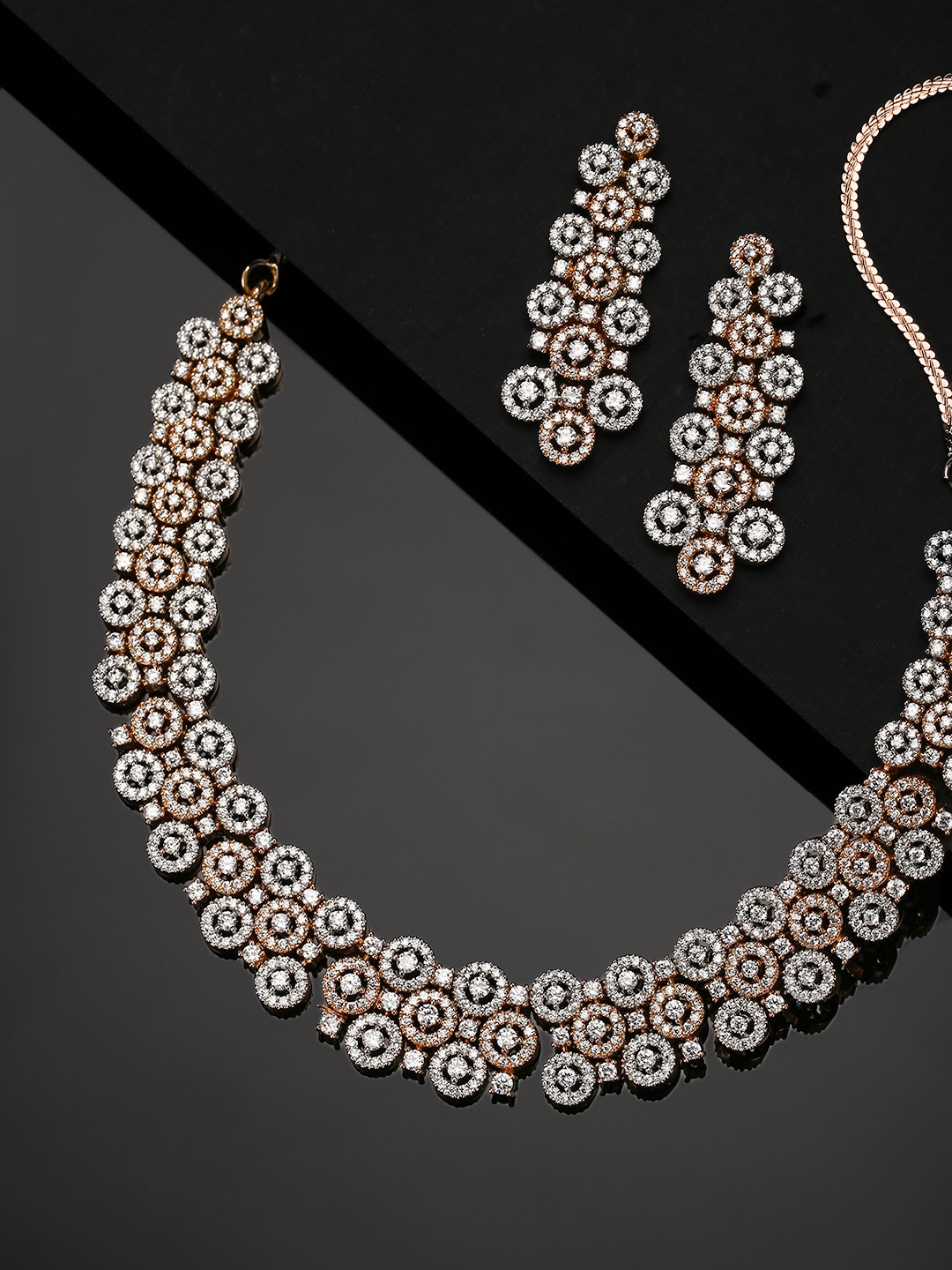 Buy Priyaasi Silver Toned Rose Gold Plated AD Studded Circular